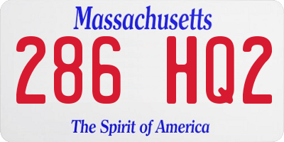 MA license plate 286HQ2