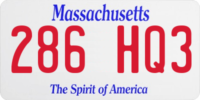 MA license plate 286HQ3