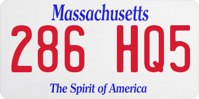 MA license plate 286HQ5