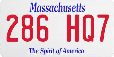 MA license plate 286HQ7