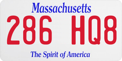 MA license plate 286HQ8