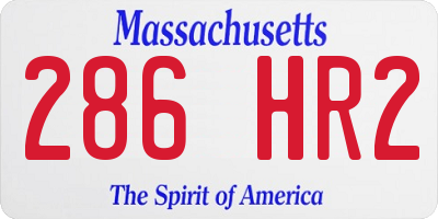 MA license plate 286HR2