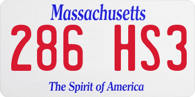 MA license plate 286HS3