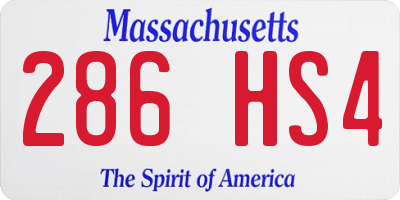 MA license plate 286HS4