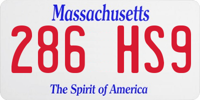 MA license plate 286HS9