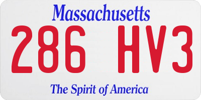 MA license plate 286HV3