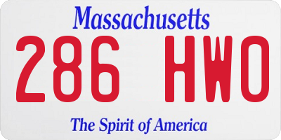 MA license plate 286HW0