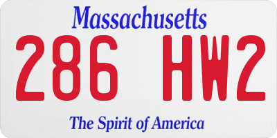 MA license plate 286HW2
