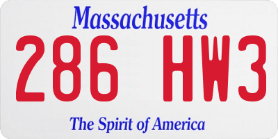 MA license plate 286HW3