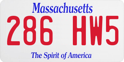 MA license plate 286HW5