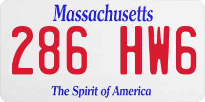 MA license plate 286HW6