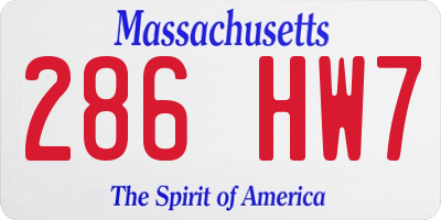 MA license plate 286HW7