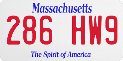 MA license plate 286HW9