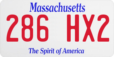 MA license plate 286HX2