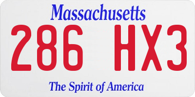 MA license plate 286HX3