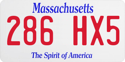 MA license plate 286HX5