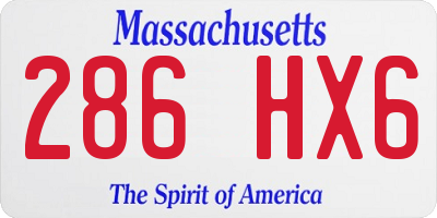 MA license plate 286HX6