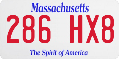 MA license plate 286HX8