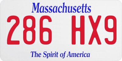 MA license plate 286HX9