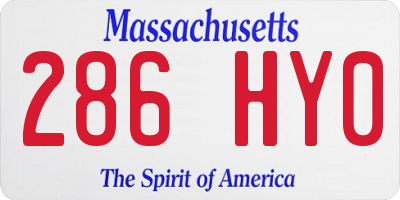 MA license plate 286HY0
