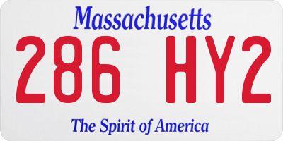 MA license plate 286HY2