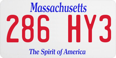 MA license plate 286HY3