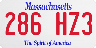 MA license plate 286HZ3