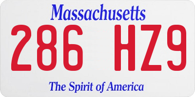 MA license plate 286HZ9