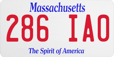 MA license plate 286IA0