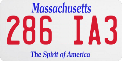 MA license plate 286IA3
