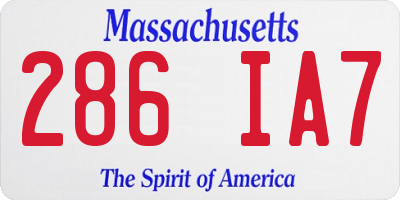 MA license plate 286IA7