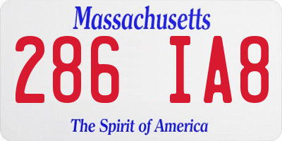 MA license plate 286IA8