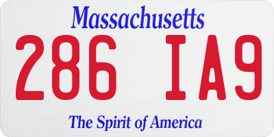 MA license plate 286IA9