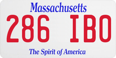 MA license plate 286IB0