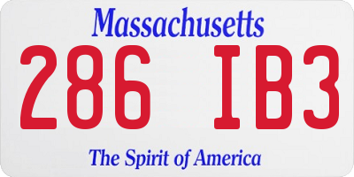 MA license plate 286IB3