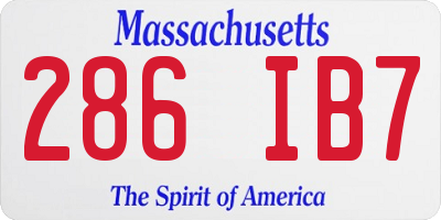 MA license plate 286IB7