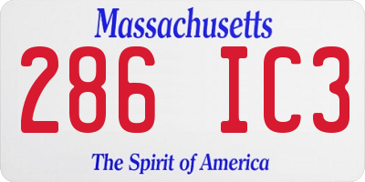 MA license plate 286IC3