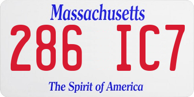 MA license plate 286IC7