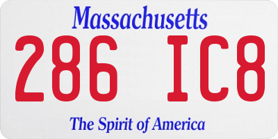 MA license plate 286IC8