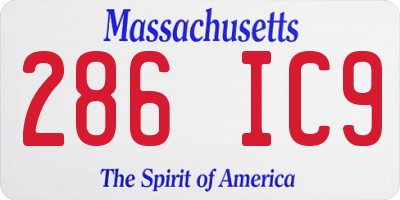 MA license plate 286IC9