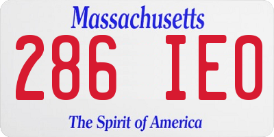 MA license plate 286IE0