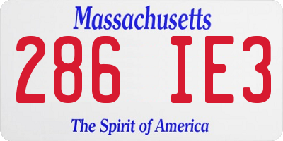 MA license plate 286IE3