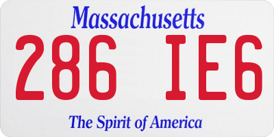 MA license plate 286IE6