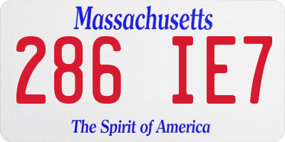 MA license plate 286IE7