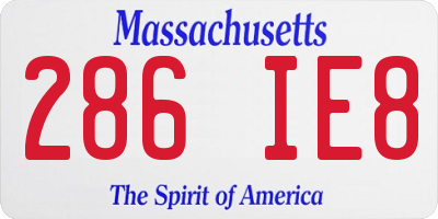 MA license plate 286IE8