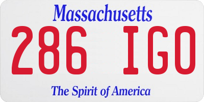 MA license plate 286IG0