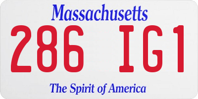 MA license plate 286IG1