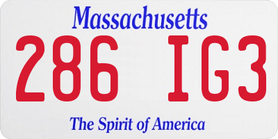MA license plate 286IG3