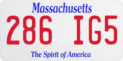 MA license plate 286IG5