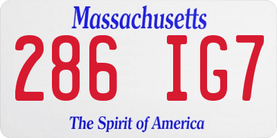 MA license plate 286IG7